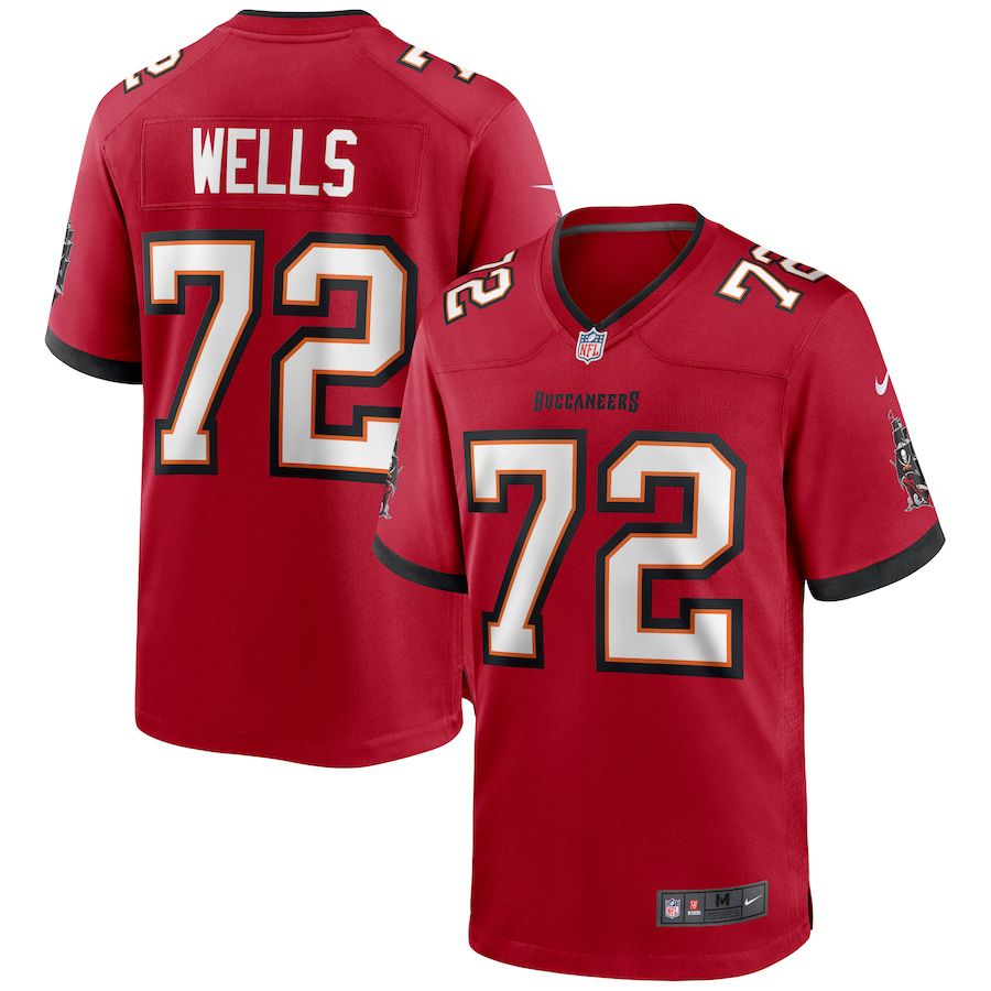 Men Tampa Bay Buccaneers #72 Josh Wells Nike Red Game NFL Jersey